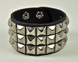 Leather Silver Stud Wristband 80s Gothic Punk Glam Emo