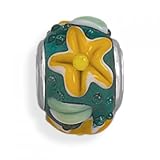 MMA Silver - Green Bead with Yellow Flower
