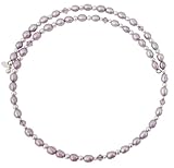 Sterling Silver, Lavender Pearl,  Lavender Crystal Memory Wire Choker Necklace Claspless, Easy On  Off
