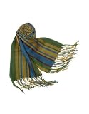 Basile Multi-Stripes Wool and Cashmere Fringed Long Scarf Green