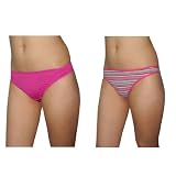 2 PACK Womens Sexy Hipster Briefs Underwear Thong Panties Knickers - Multicolor