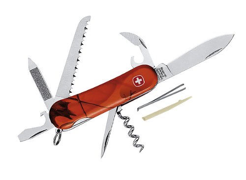 Wenger Taschenmesser Evolution 13, Realtree orange, Klinge, S&Atilde;&curren;ge, Kapselheber, Dosen&Atilde;&para;ffner, Ahle, Korkenzieher, Pinzette