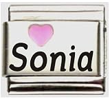 Sonia Pink Heart Laser Name Italian Charm Link