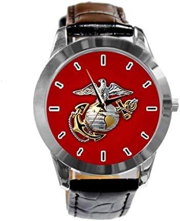 dog marines corps usmc Custom genuine leather strap stainless steel back Unisex Watch