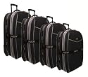 4-tlg LUXUS TROLLEY SET KOFFERSET KOFFER TROLLY DEHNFALTE 90/80/70/60cm * SCHWARZ *