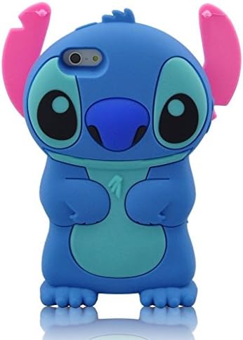GAOJX iPhone SE Case,iPhone 5s Case,iPhone 5s Stitch Case,3D Cute Cartoon Lilo Stitch Movable Ear Flip Stitch Silicon Gel Rubber Case Cover For iPhone SE 5 5S [Blue]
