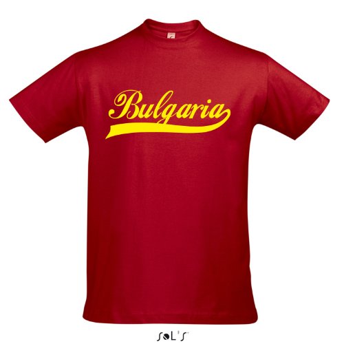 T-Shirt – Bulgaria Oldschool Bulgarien LÄNDERSHIRT EM / WM FAN Trikot S-XXL , Red – gelb , XL