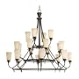 Progress Lighting P4040-77 20-Light, 3-Tier Chandelier with Seeded Topaz Glass, Forged Bronze