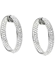 18K White Gold Diamond Inside/Outside Hoop Earrings - 8.50 Ct. -- LIFETIME WARRANTY