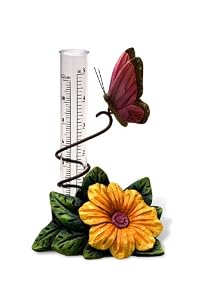 New Creative 841728 Blossoms and Breezes Rain Gauge, Butterfly, 5-Inches Diam...
