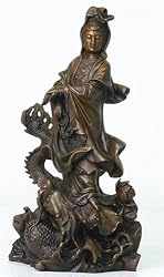 Kuan-Yin on Dragons Bronze Statue