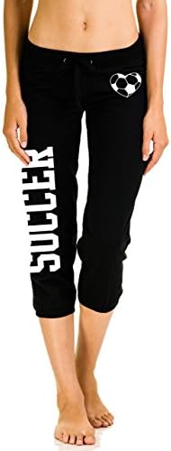 Soccer Drawstring Capri Sweats (Large, Black/Heart Hip)