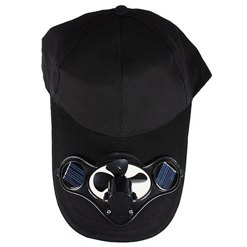 TOOGOO(R)Summer Outdoor Solar Sun Power Hat Cap Cooling Cool Fan for Golf Baseball Sport - Black