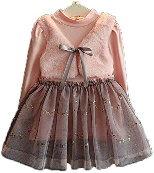 Novatx Baby Girls Cotton Long Sleeve Winter Party Dress Pink (90cm, pink)