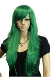 Cool2day Long Straight Green Layered Hair Full Wig+Free Wig Cap(Model:JF011446)