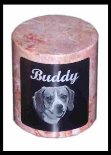 Pet Cremation Round Urn Custom Photo Marker Dog -- for Pets up to 37 Lbs.