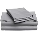 Pinzon Hemstitch 400-Thread-Count Egyptian Cotton Sateen Sheet Set - King, Light Grey