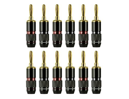 Sewell Direct SW-29221 Pro Maestro Banana Plugs with Gold Connectors, 6-Pair (Red/Black)