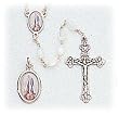 Our Lady of Grace Rosary - 7mm Faux Mother of Pearl Beads, 18" Chain, Matching Pendant, Gift Box Included - IMPORTED FROM ITALY