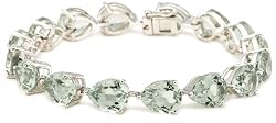 Sterling Silver Green Amethyst Pear-Shaped Bracelet, 7.25"