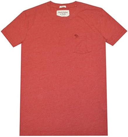Abercrombie & Fitch Men Pocket Crew Neck T-shirt (L, Heather Red)