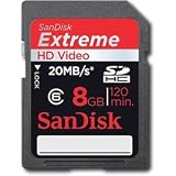 Sandisk 8GB 20MB/s Extreme Video HD SDHC Card (Class 10)