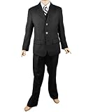 Kids World Black 3-Piece Suit with Shirt & Tie (Sizes 8 - 20)