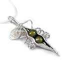 Two Peas in a Pod Necklace - Sterling Silver with Green Freshwater Pearls