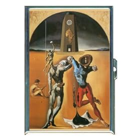 SALVADOR DALI POETRY AMERICA ID CREDIT CARD WALLET CIGARETTE CASE COMPACT MIRROR