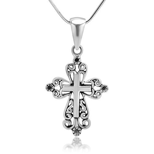 925 sterling silver celtic filigree design cross pendan…