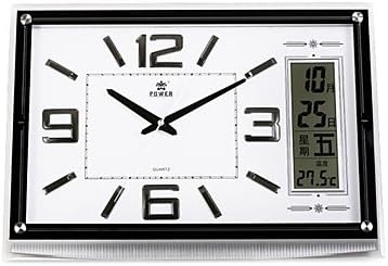 13.4H Upscale Style Rectangle Shape LED Perpetual Calendar Temperature Noctilucence Super Mute Wall Clock