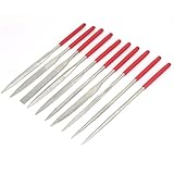 uxcell　針ファイル　 ミクロダイヤモンド　セラミック　レッドシャンク　木工ツール　10個入り