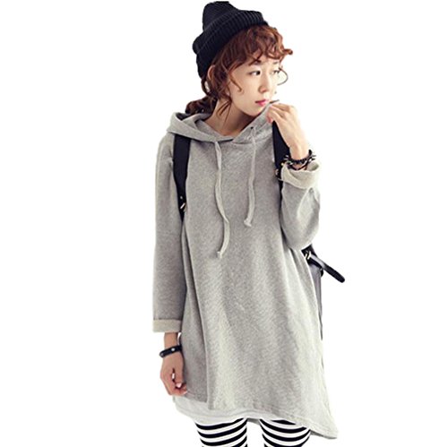 (ヒンリヤ)HengLiYa ベーシックロング丈プルパーカー　カジュアル　シンプル　ベーシック　プルオーバー　アウター　ゆったりワンピーストレンド