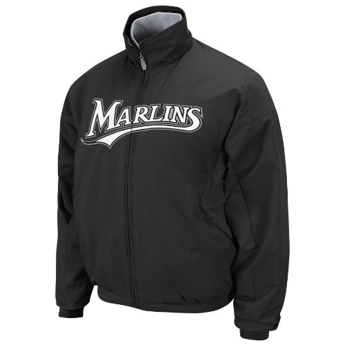 MLB Men's Florida Marlins Long Sleeve Lightweight Full Zip Thermabase Premier Jacket (Pro Navy/Pro Scarlet, Medium)