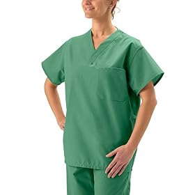 Medline Unisex Reversible Scrub Top with Set In Sleeves - Jade Green