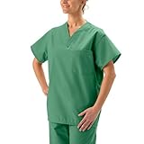 Medline Unisex Reversible Scrub Top with Set In Sleeves - Jade Green