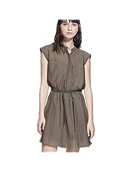 Elasticized   Waistline Belted Short Sleeves Sleeveless Shift Summer Cotton Mini Dress 