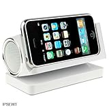 Sleak White Stereo Speaker with Battery For Iphone i-phone