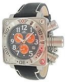 Adee Kaye Mens XXL Square Russian Diver Chronograph Watch w/ Black and Orange Dial