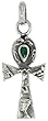 Sterling Silver 15/16" (24 mm) Ankh Pendant w/ Malachite