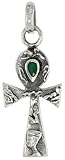Sterling Silver 15/16 (24 mm) Ankh Pendant w/ Malachite