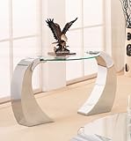 Kidney Shaped End Table With Glass Top