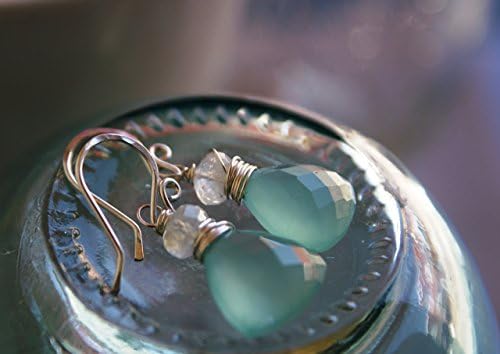 Aqua Chalcedony &amp; Rainbow Moonstone Earrings