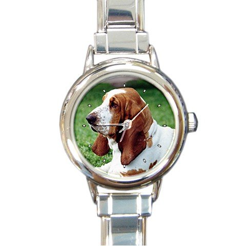 Basset Hound Round Italian Charm Watch