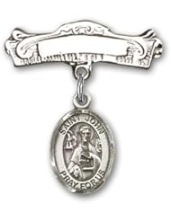 Sterling Silver Baby Badge with St. John the Apostle Charm and Arched Polished Badge Pin