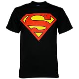 IMAGE OF Superman Black S-Shield Logo Men's T-Shirt, Medium