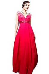 Sexy V-neck Halter Polyester  Plunging Neck Prom Dress  With Rhinestones