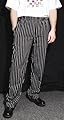 Chef Revival Black/White Pinstripe Slim Fit Pants Cotton - Large