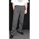 Chef Revival Black White Pinstripe Slim Fit Pants Cotton - 5X - 5X by 