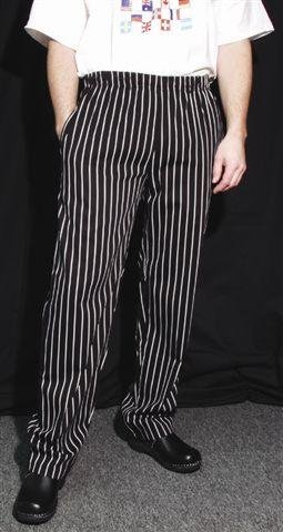 Chef Revival Black/White Pinstripe Slim Fit Pants Cotton - Large